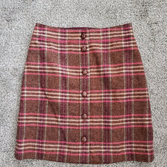 New with Tag Talbots Brown Plaid Skirt, Size 2P, Wool/ Polyester Blend, Lined - Picture 1 of 11